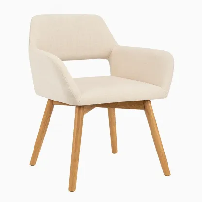 Sedia da pranzo in tessuto poliestere con gambe in legno di quercia-pureflairzz