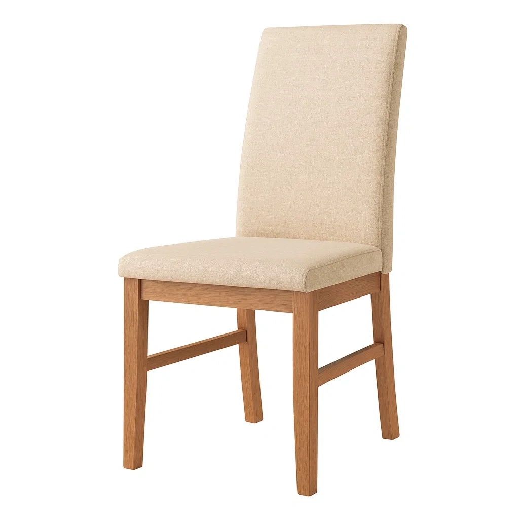 Sedia da pranzo in legno massello con rivestimento in poliestere beige-pureflairzz