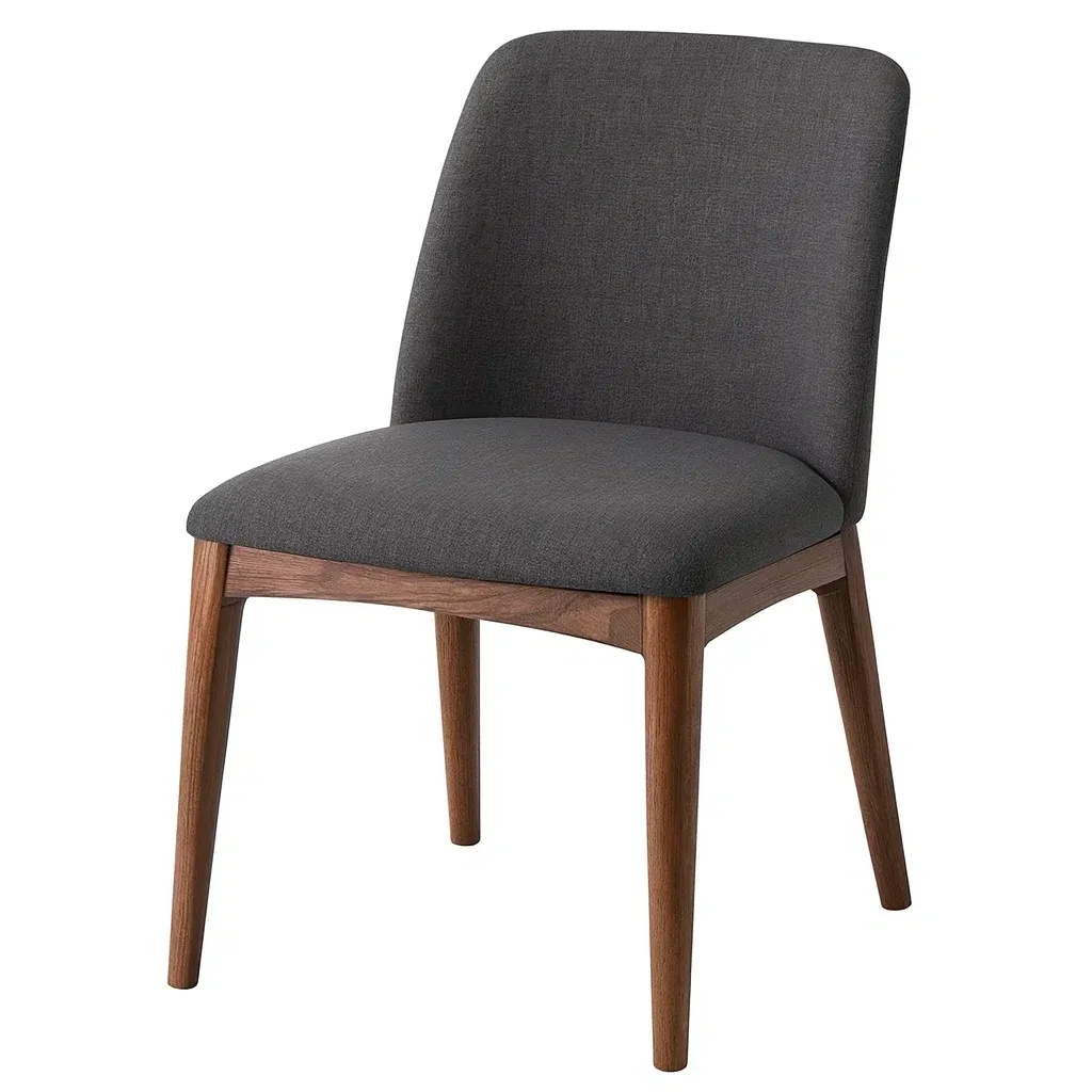 Sedia da pranzo in legno con seduta in tessuto grigio-pureflairzz