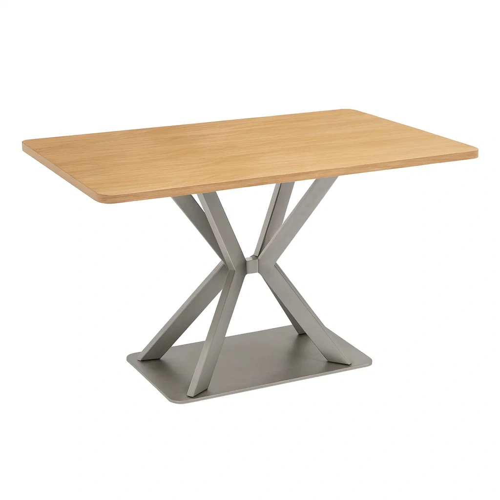 Tavolo da pranzo rettangolare in legno e acciaio 120x80x75 cm naturale/grigio-pureflairzz