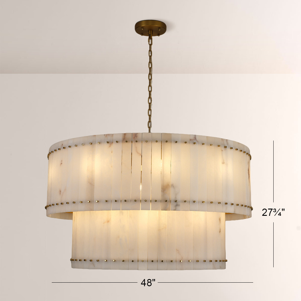 Mara Alabaster Round Tiered Chandelier 48"