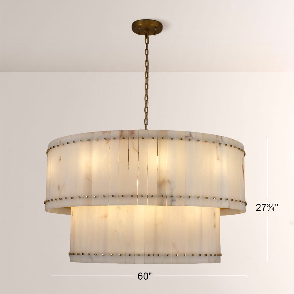 Mara Alabaster Round Tiered Chandelier 60"