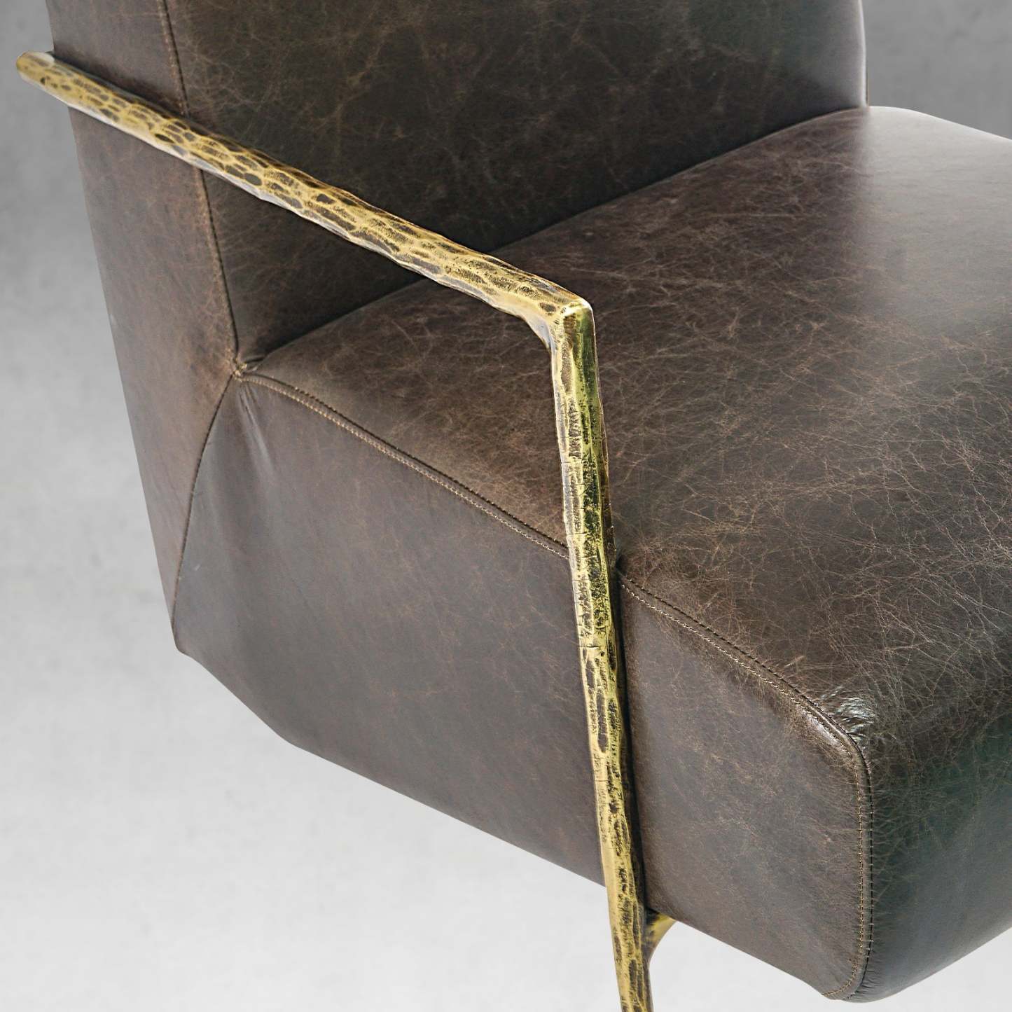 Thalderus Genuine Brown Leather Accent Chair