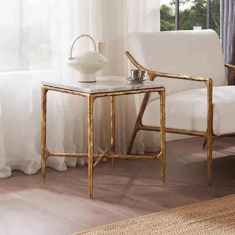 Thalderus Mabrble Square Side Table 18" 22"