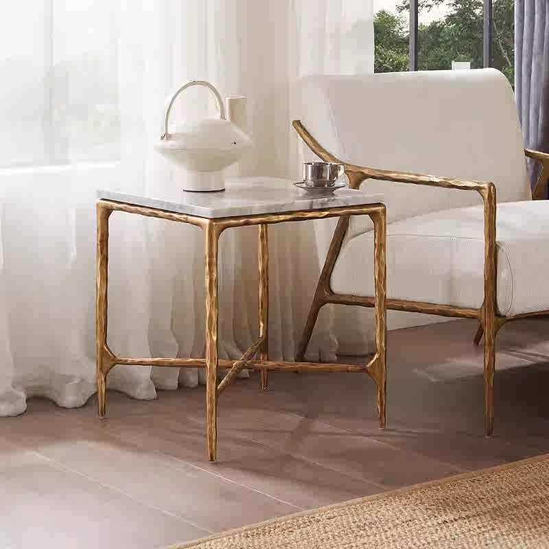 Thalderus Mabrble Square Side Table 18" 22"