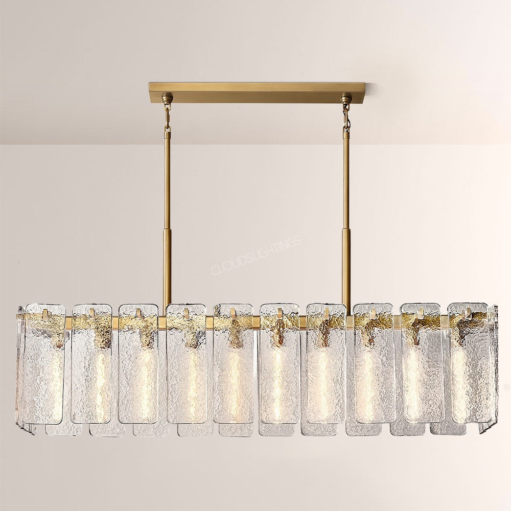 Belamet Glass Rectangular Chandelier 60"W - kimoylights
