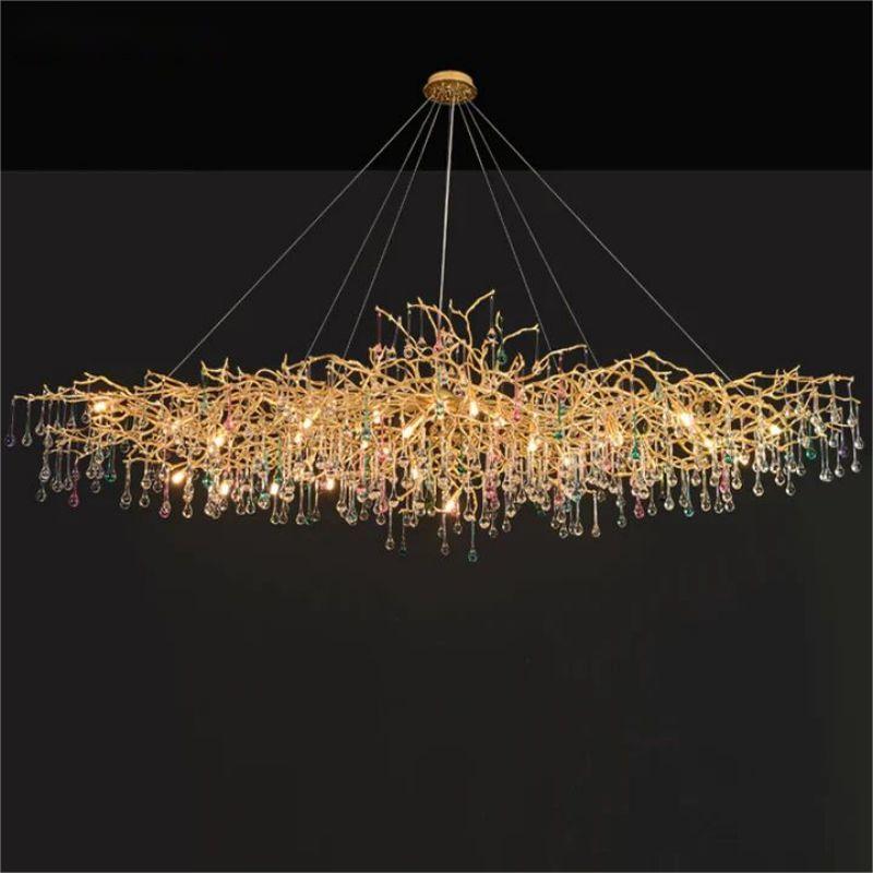 Runl Colorful Crystal Linear Branch Chandelier