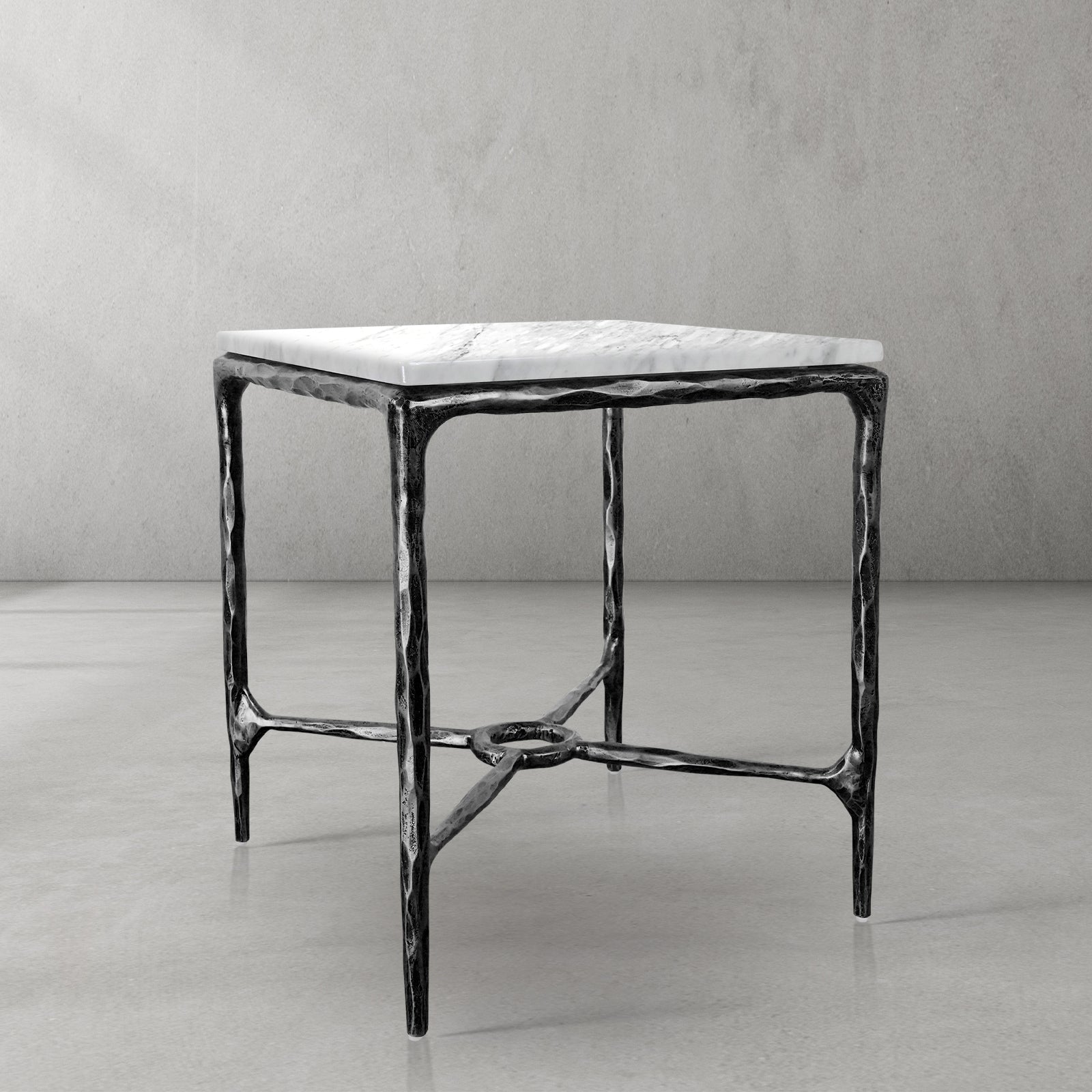 Thalderus Mabrble Square Side Table 18" 22"