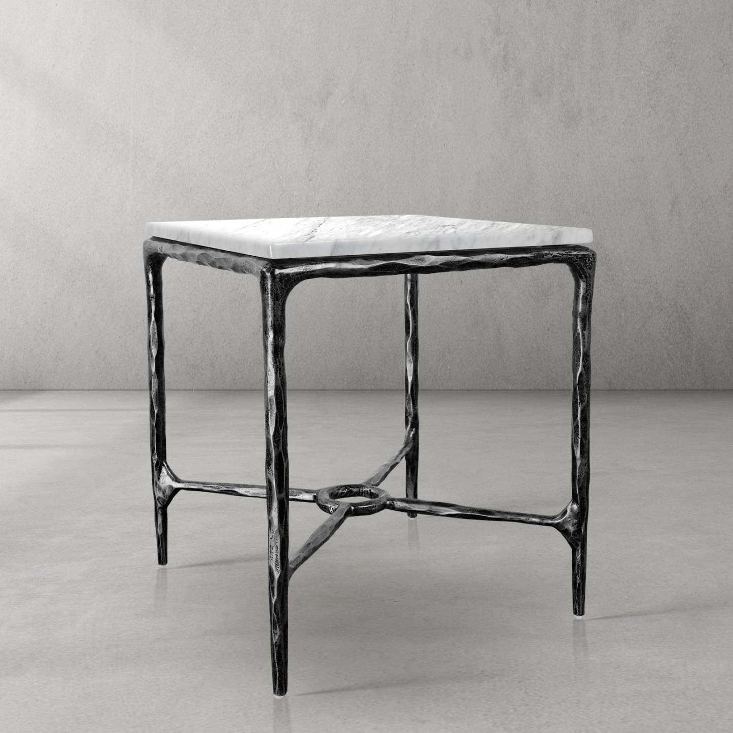 Thalderus Mabrble Square Side Table 18" 22"