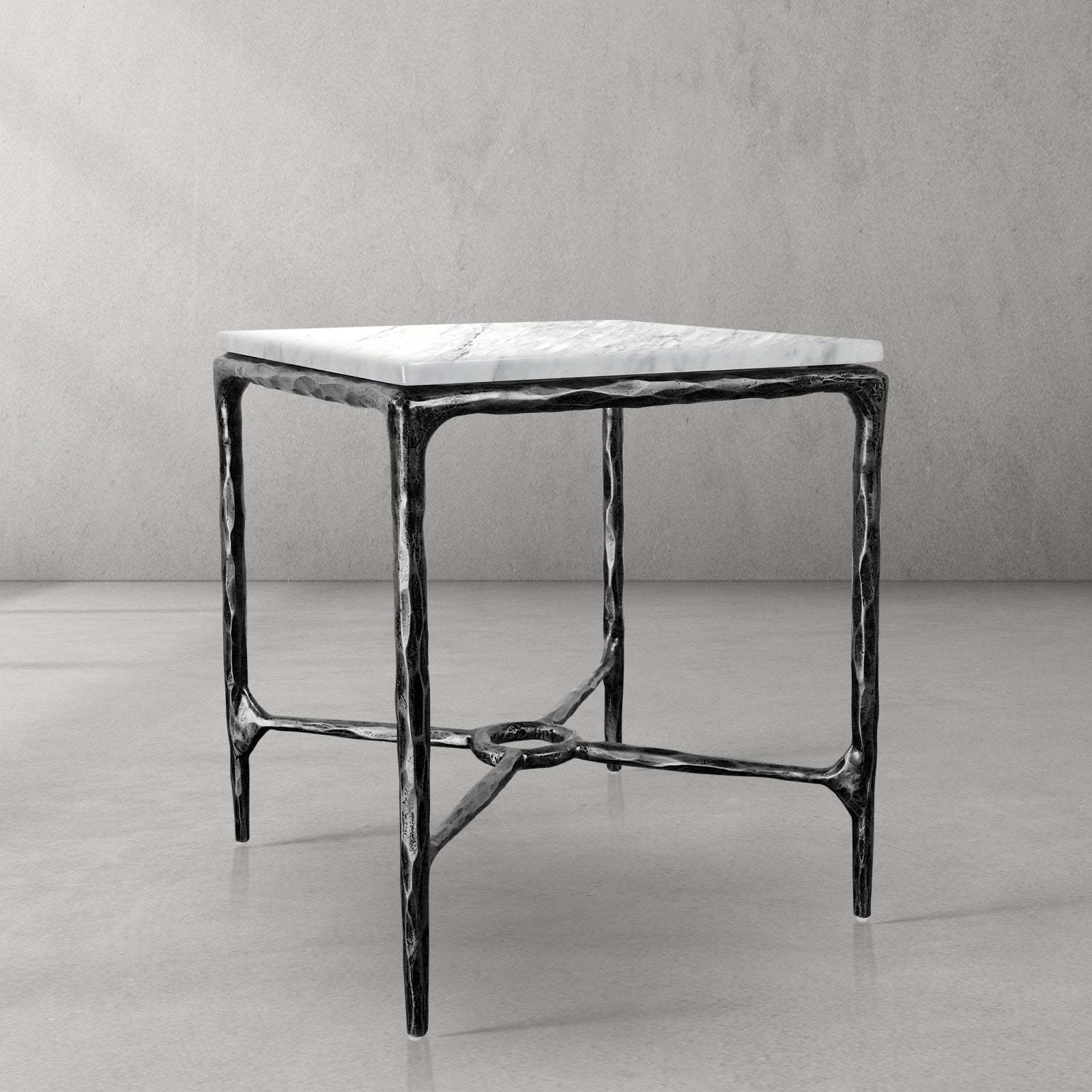 Thalderus Mabrble Square Side Table 18" 22"