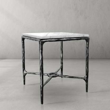 Thalderus Mabrble Square Side Table 18" 22"