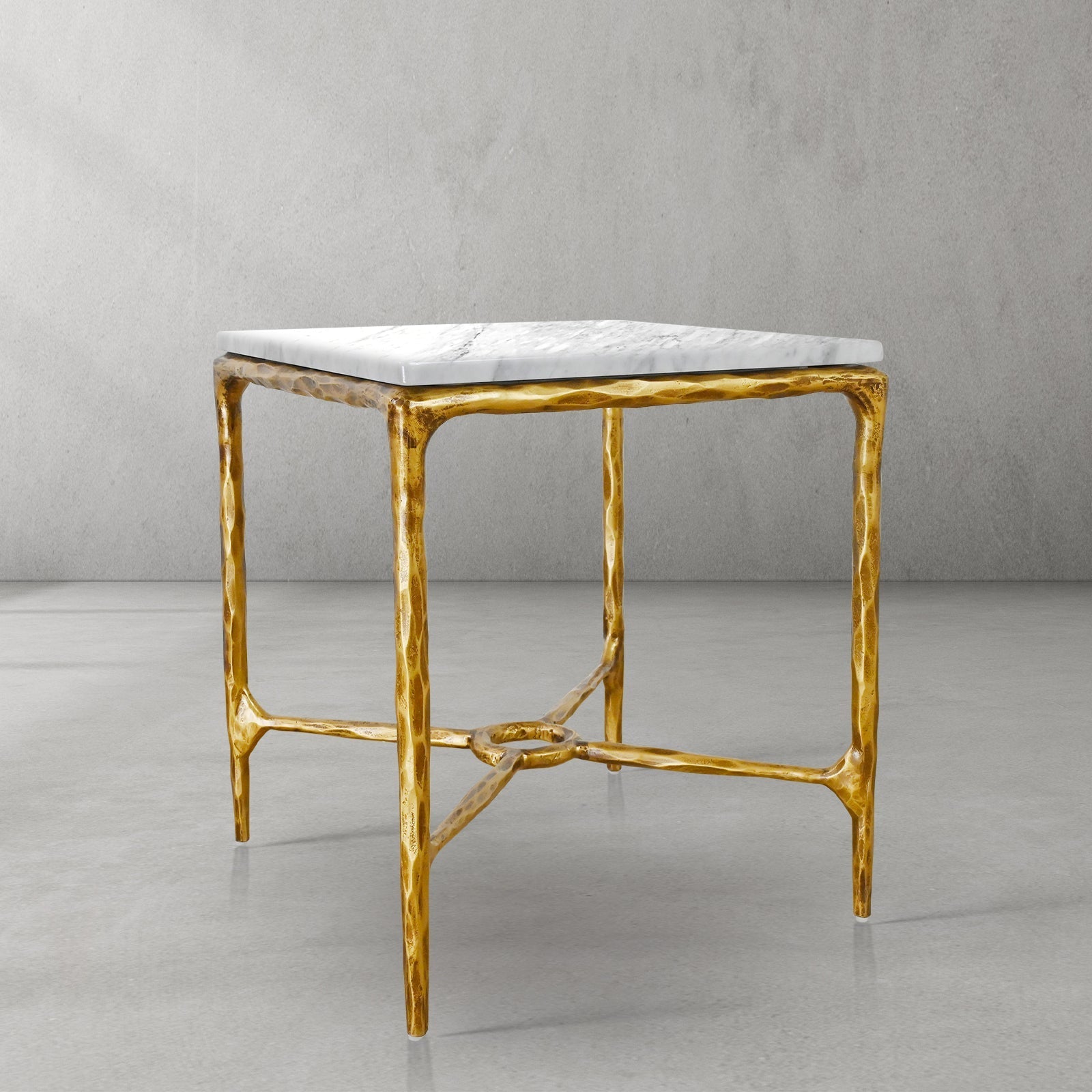 Thalderus Mabrble Square Side Table 18" 22"