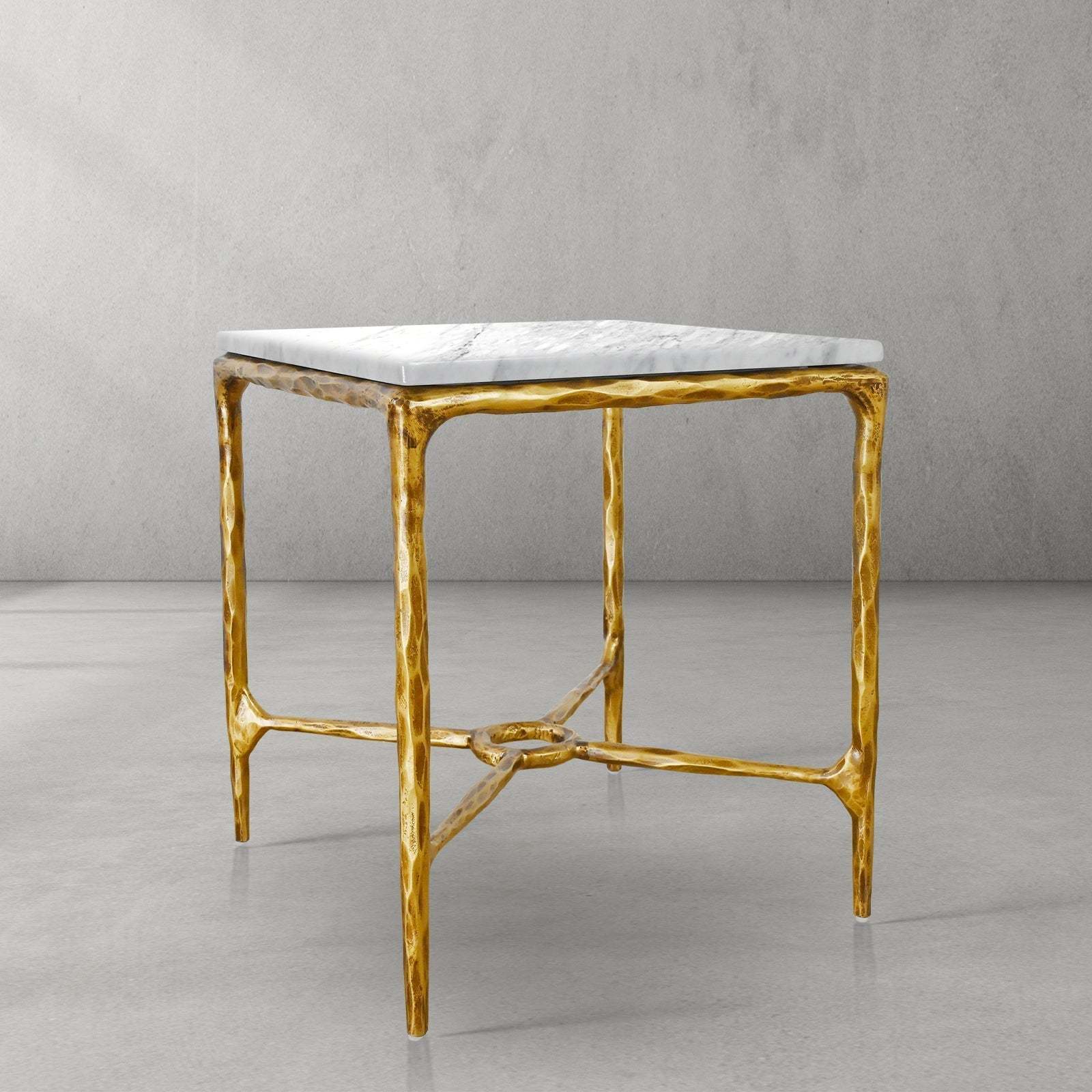 Thalderus Mabrble Square Side Table 18" 22"
