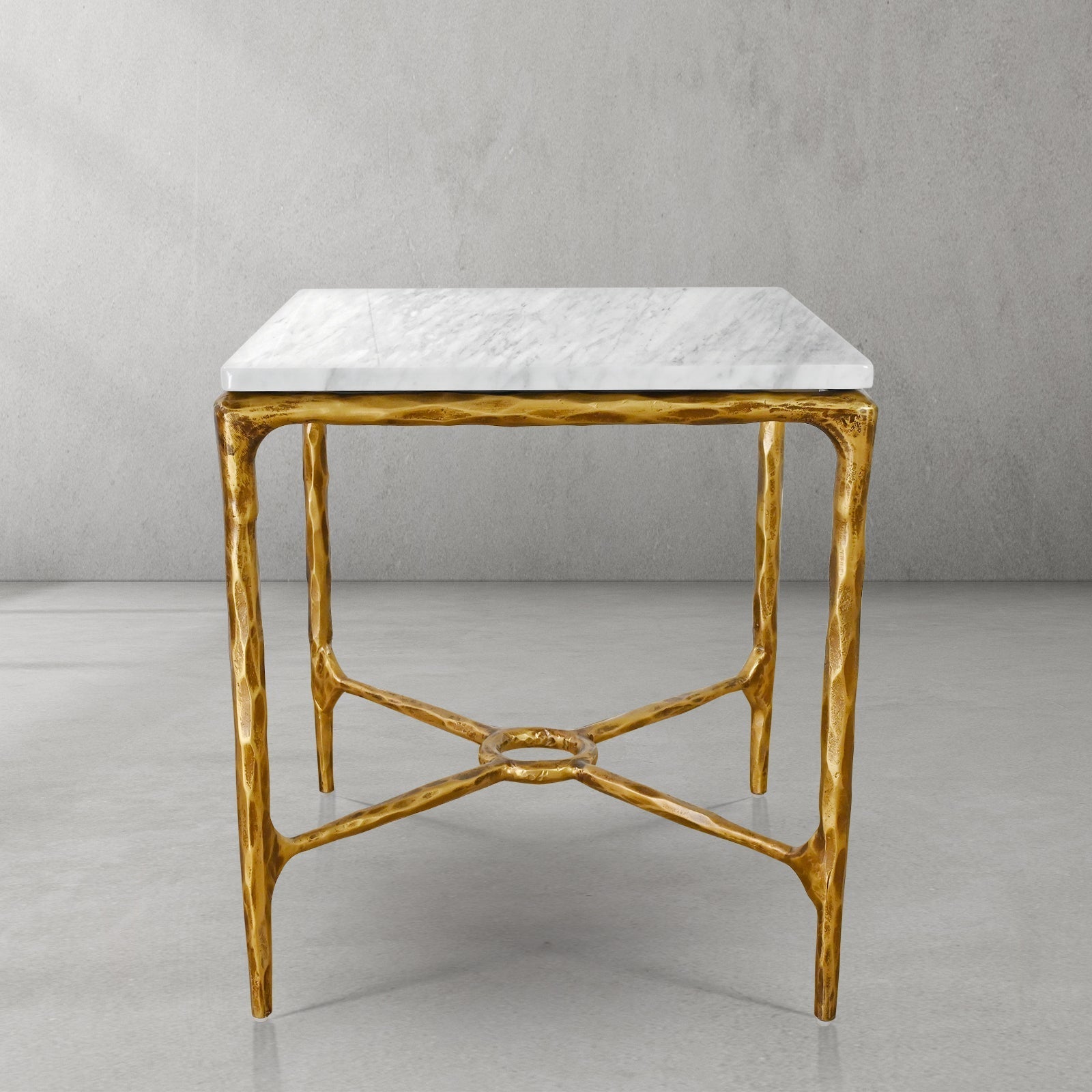 Thalderus Mabrble Square Side Table 18" 22"