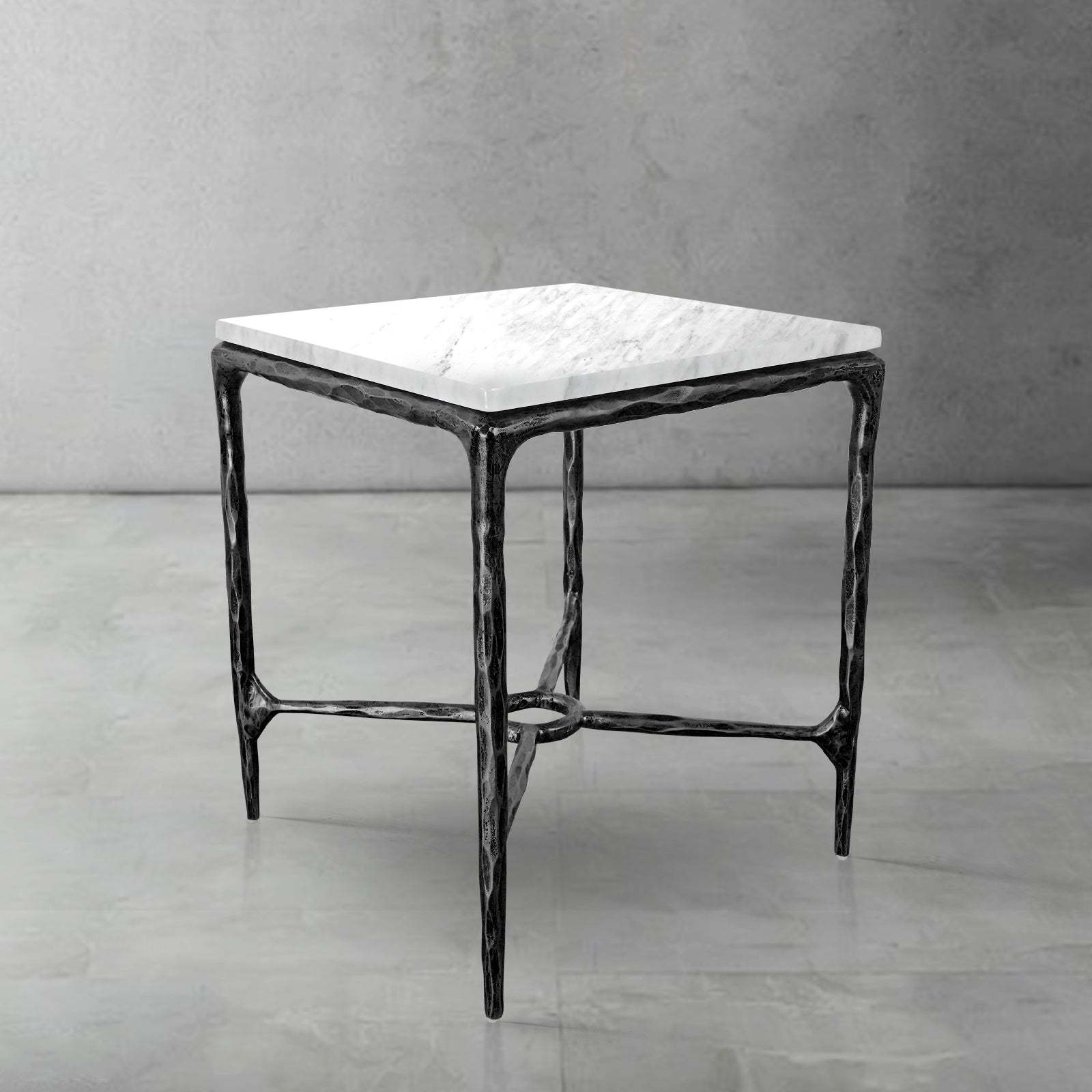 Thalderus Mabrble Square Side Table 18" 22"