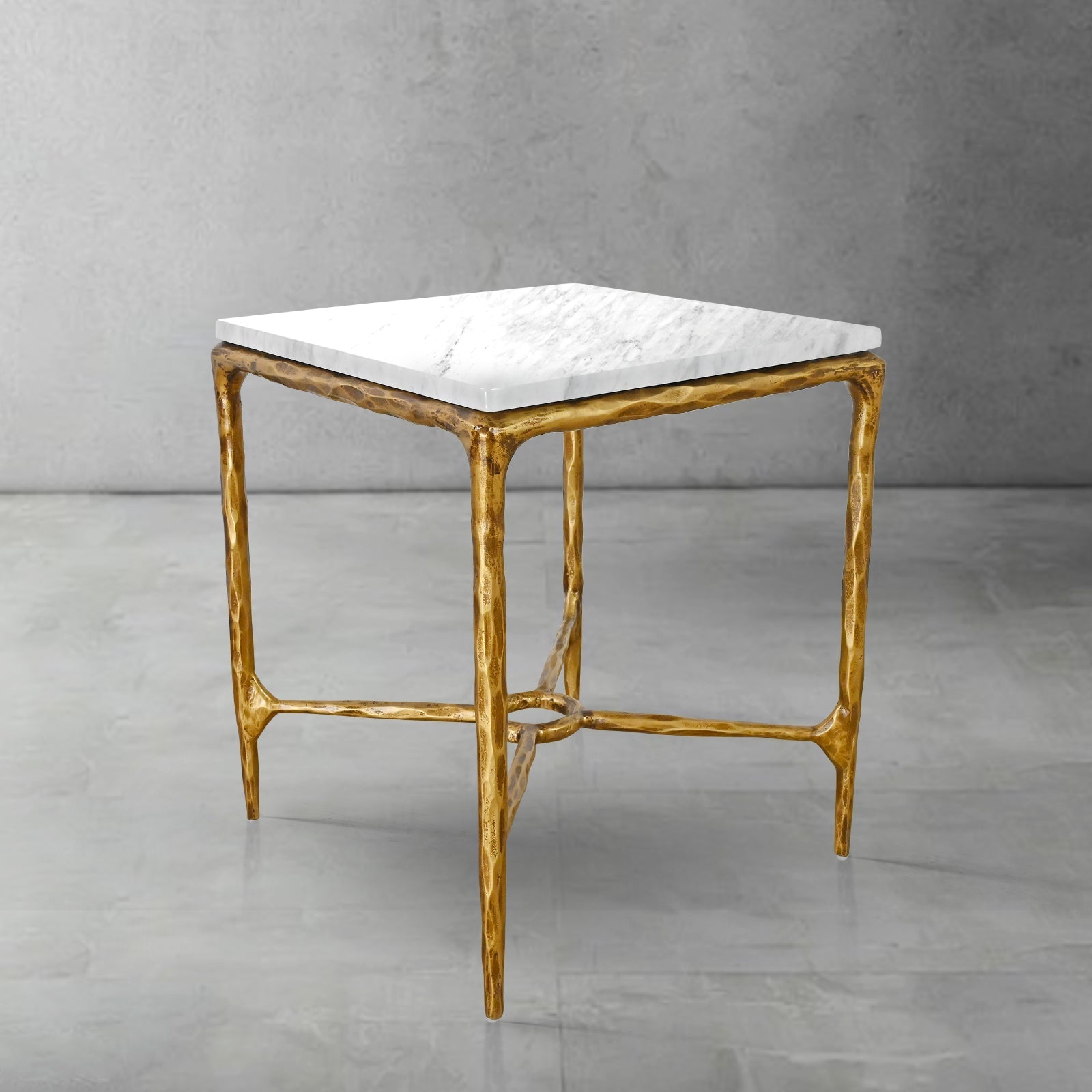 Thalderus Mabrble Square Side Table 18" 22"