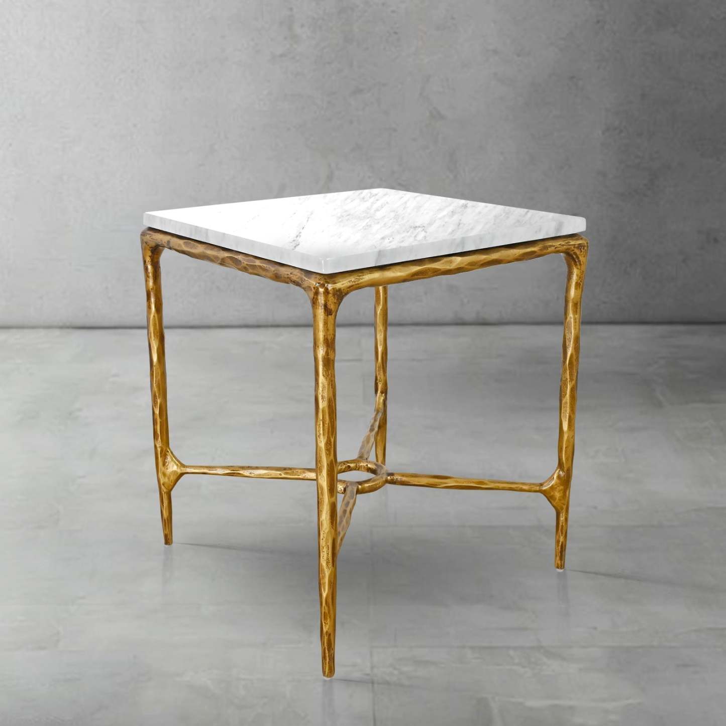 Thalderus Mabrble Square Side Table 18" 22"