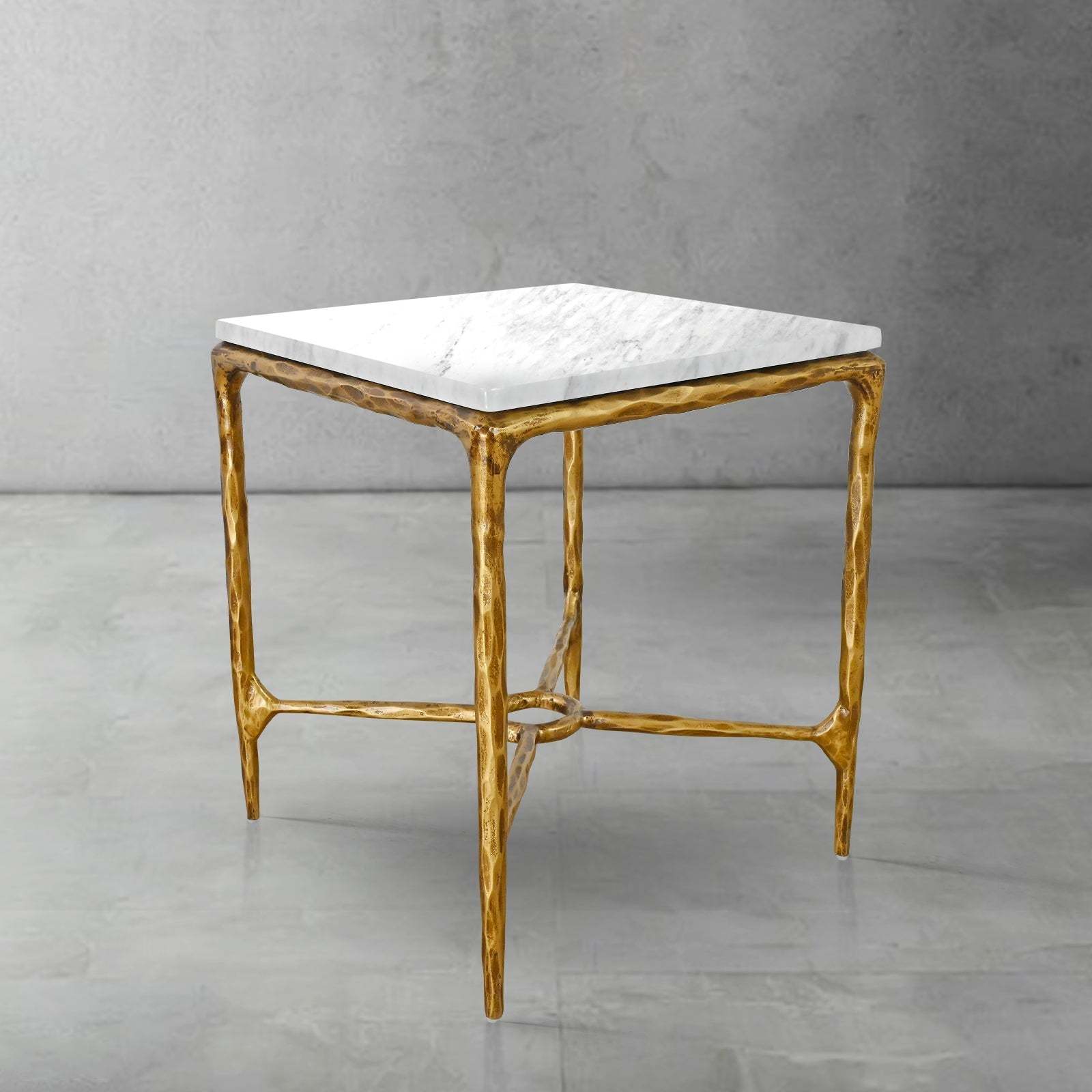 Thalderus Mabrble Square Side Table 18" 22"