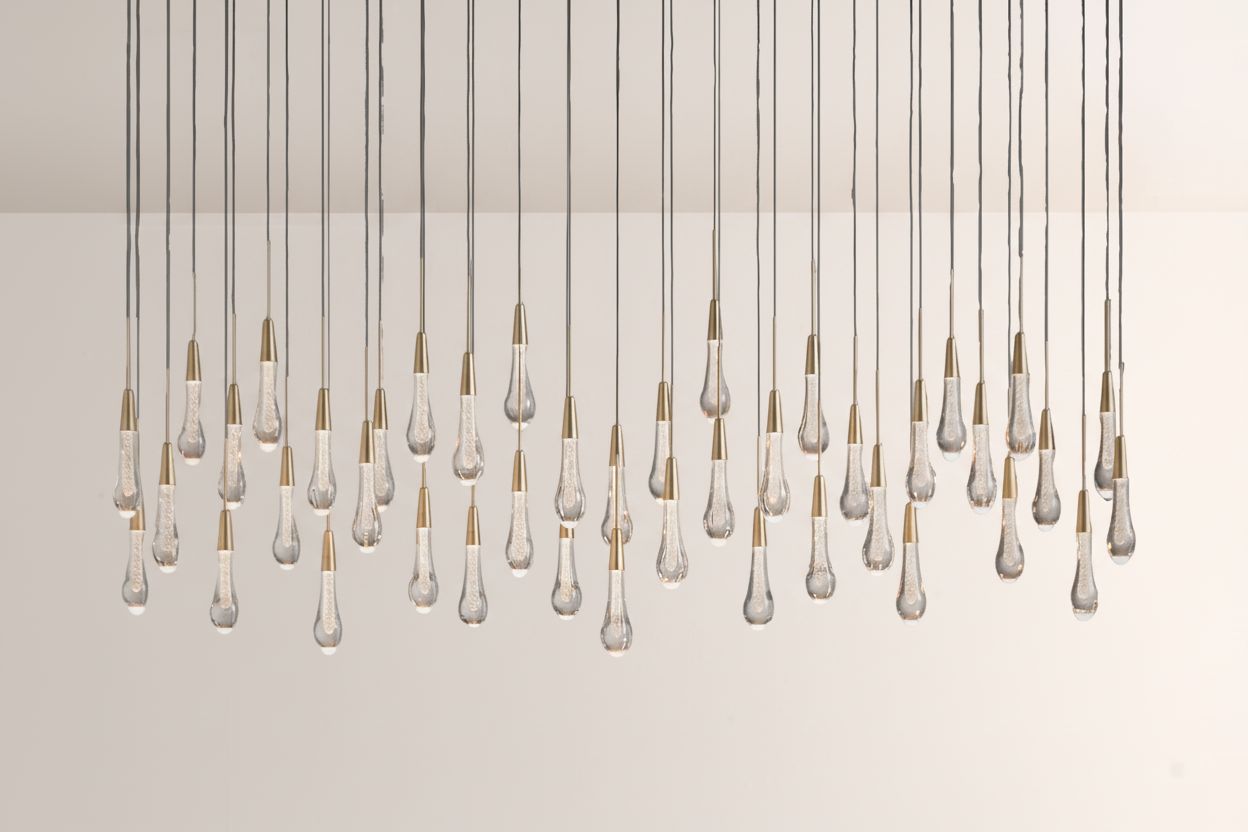 Raindrop Glass Solitaire Linear Chandelier -kimoylights