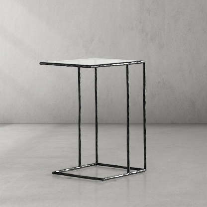 Thalderus Tempered Glass C-Shaped Side Table