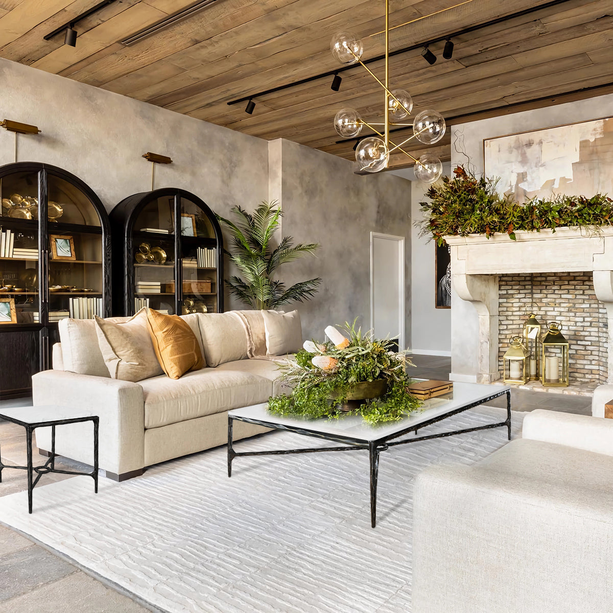 Thalderus Mabrble Square Side Table 18" 22"