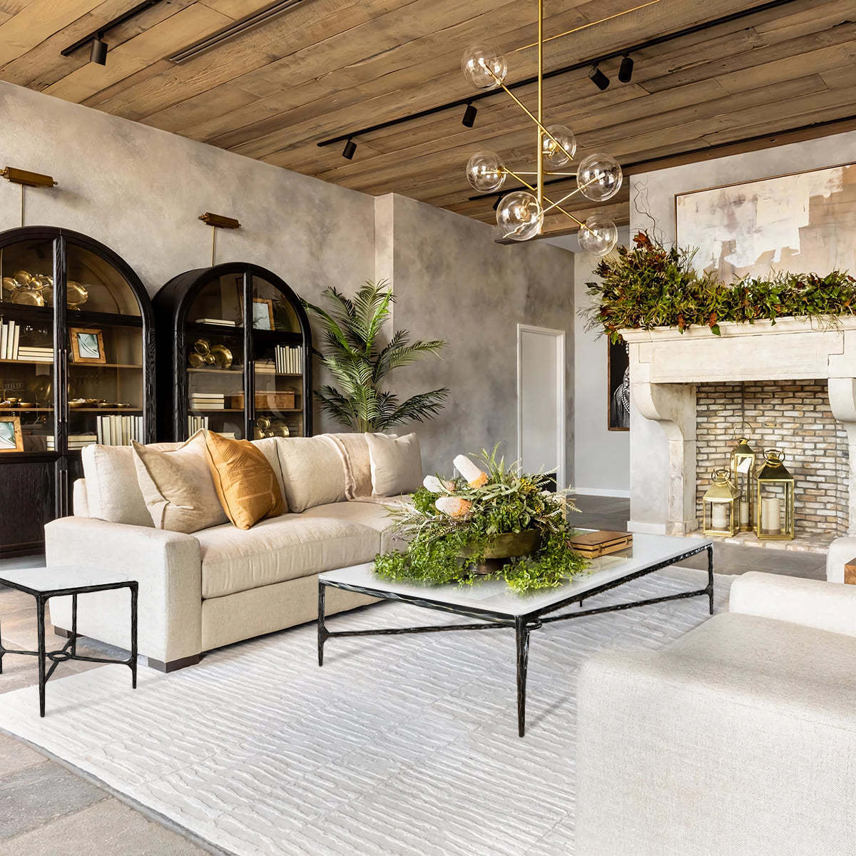 Thalderus Mabrble Square Side Table 18" 22"