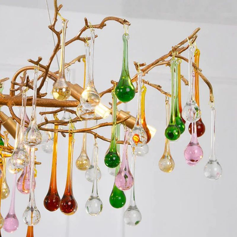 Runl Colorful Crystal Round Branch Chandelier