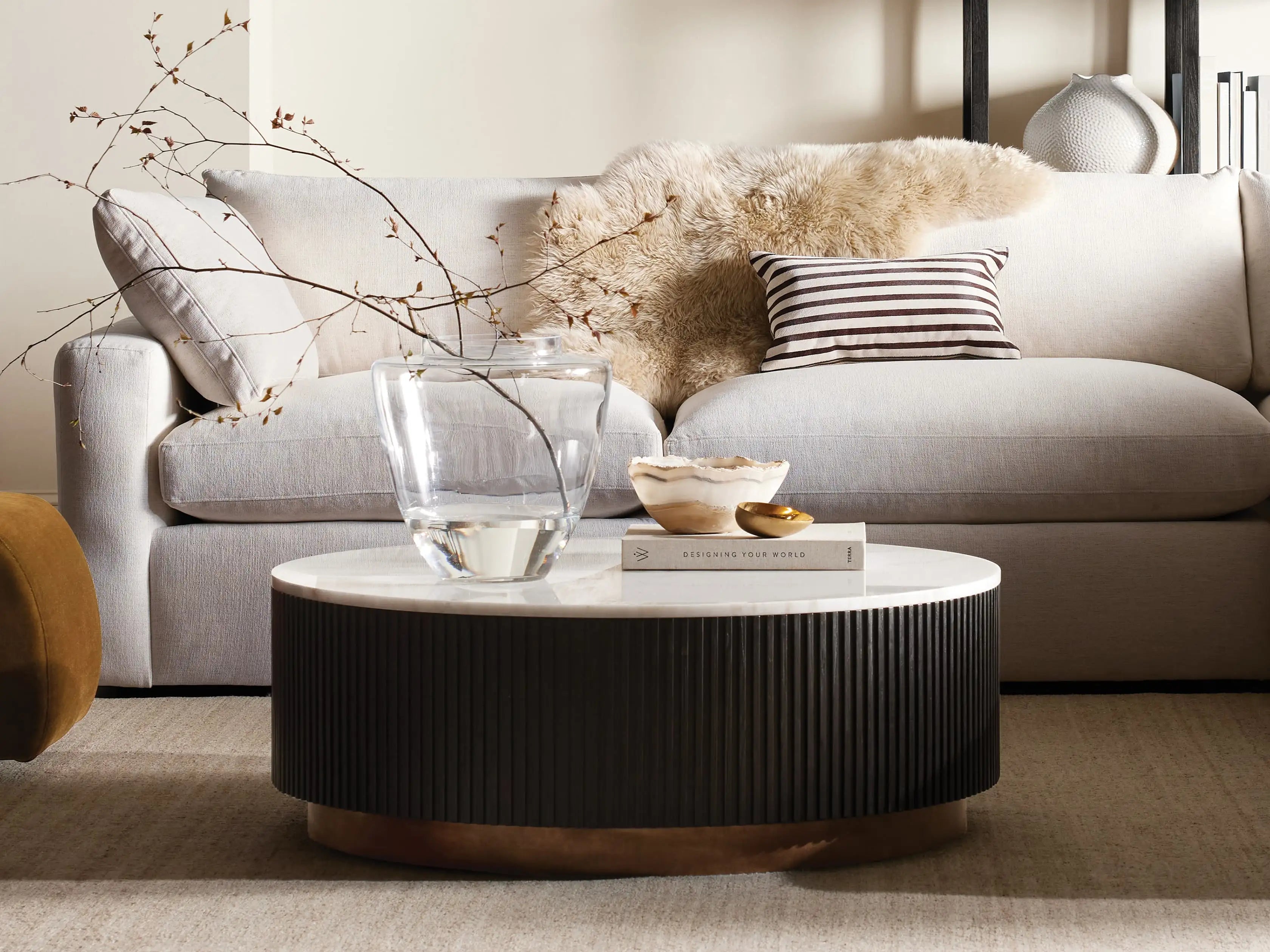 Finnley Marble Round Coffee Table For Living Room