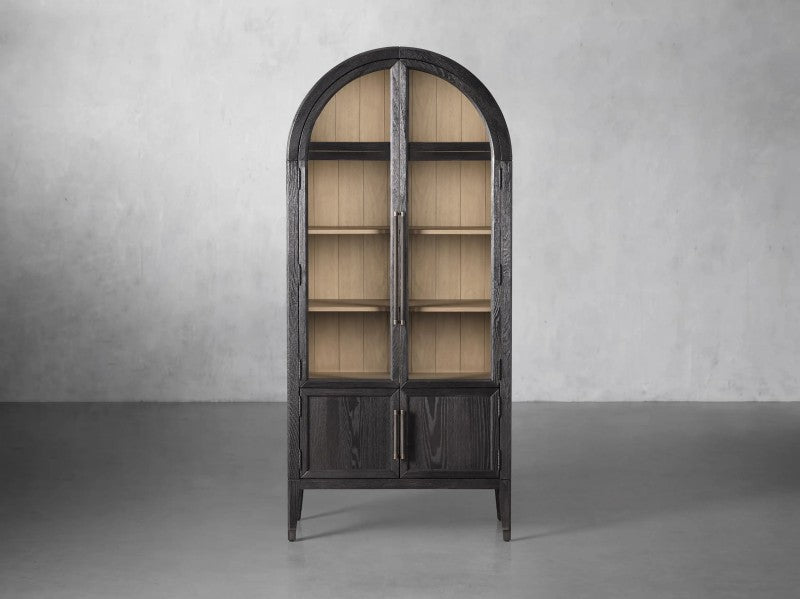 Hattira Glass-Door Oak Cabinet | Modern Farmhouse Design