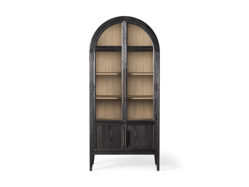 Hattira Glass-Door Oak Cabinet | Modern Farmhouse Design
