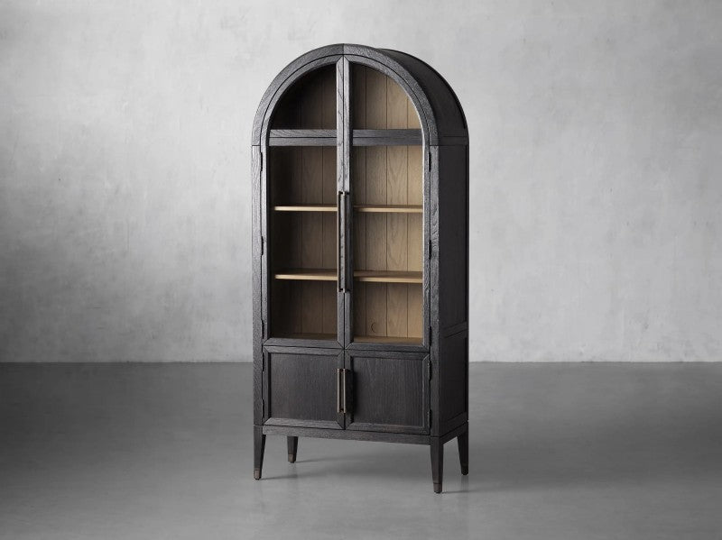 Hattira Glass-Door Oak Cabinet | Modern Farmhouse Design