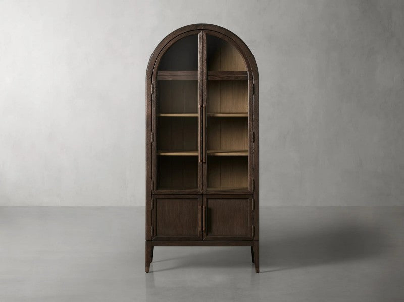 Hattira Glass-Door Oak Cabinet | Modern Farmhouse Design