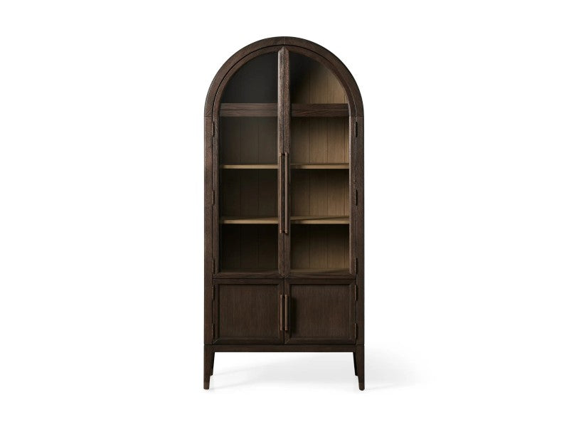 Hattira Glass-Door Oak Cabinet | Modern Farmhouse Design