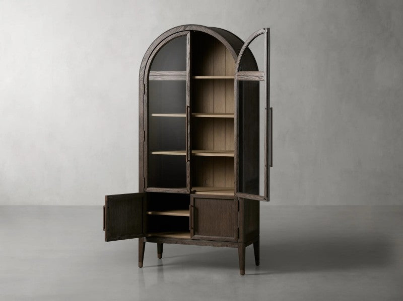 Hattira Glass-Door Oak Cabinet | Modern Farmhouse Design
