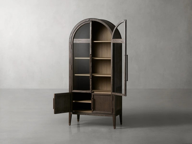 Hattira Glass-Door Oak Cabinet | Modern Farmhouse Design