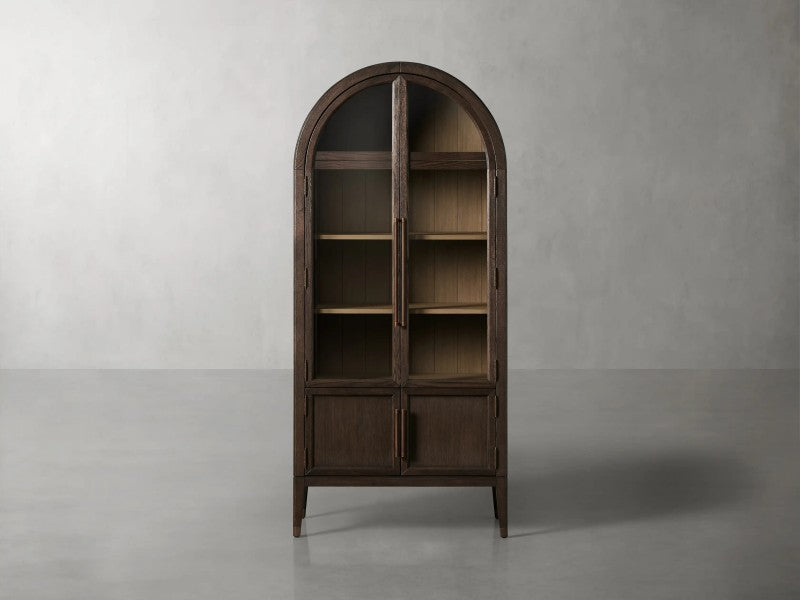 Hattira Glass-Door Oak Cabinet | Modern Farmhouse Design