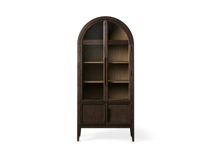 Hattira Glass-Door Oak Cabinet | Modern Farmhouse Design