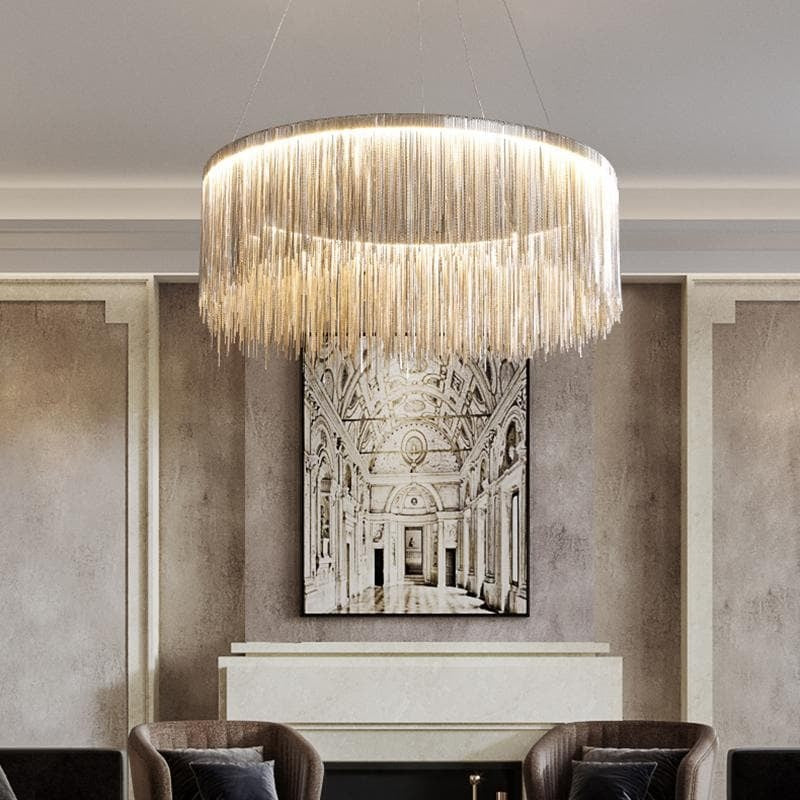 Alisa Luxury Round Chain Tassel Chandelier - thebelacan