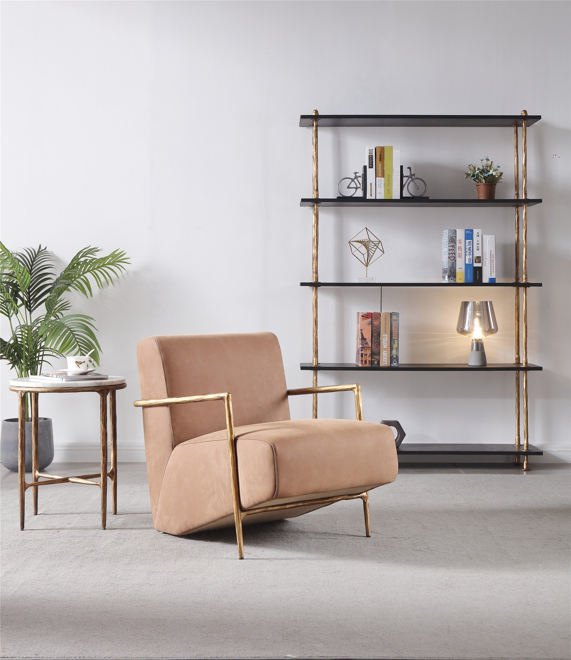 Thalderus Genuine Brown Leather Accent Chair