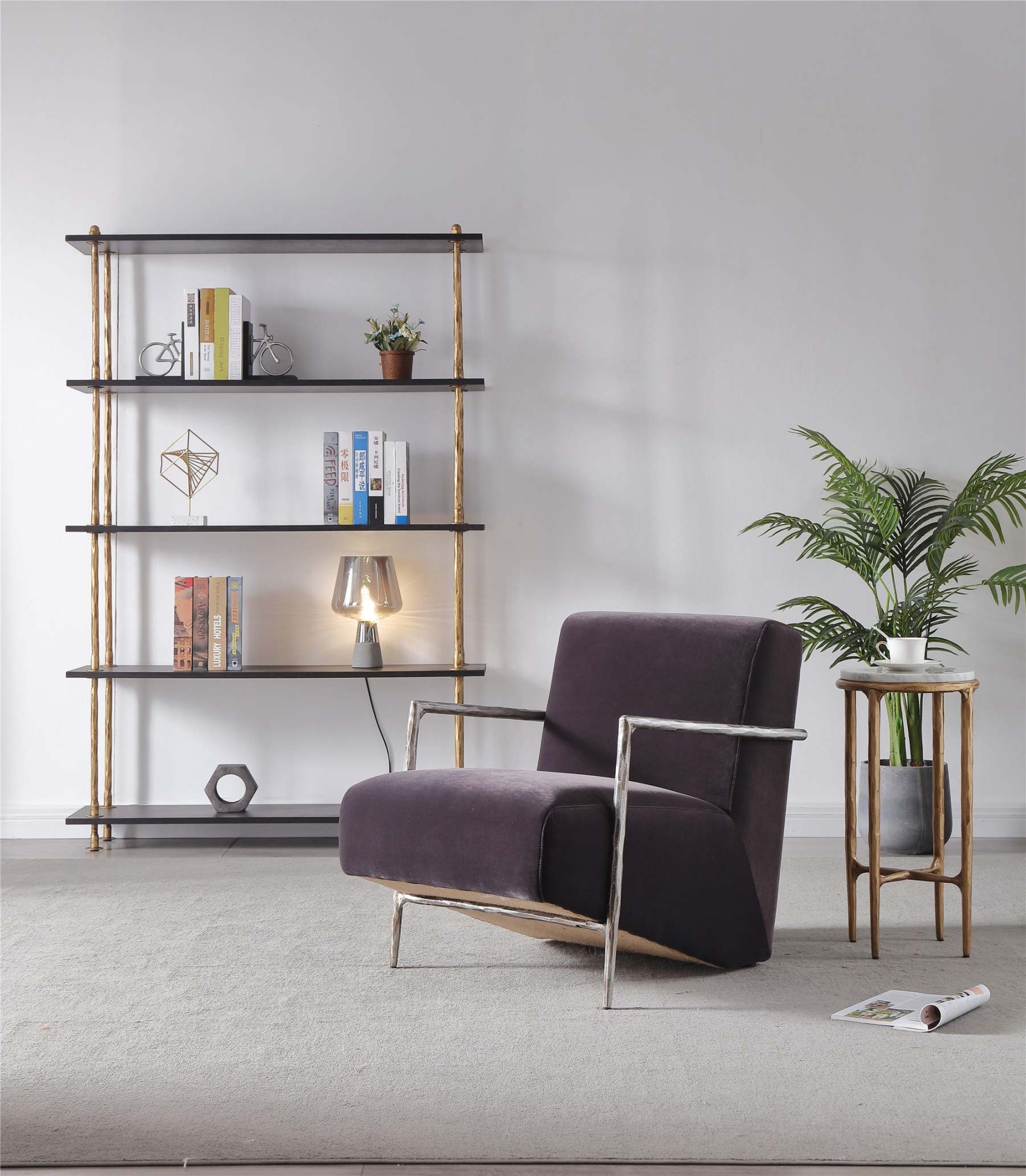 Thalderus Genuine Brown Leather Accent Chair