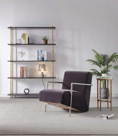 Thalderus Genuine Brown Leather Accent Chair