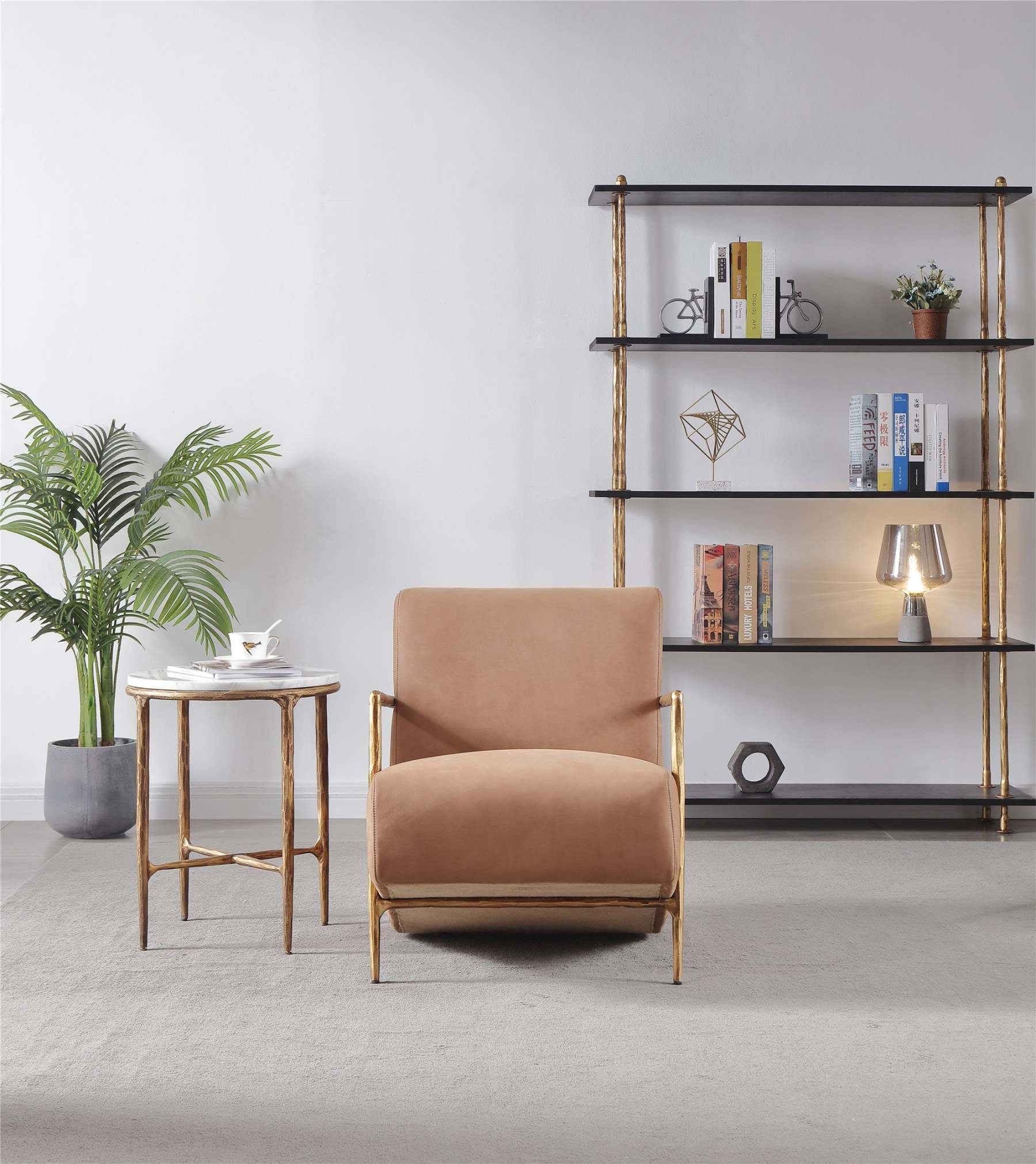 Thalderus Genuine Brown Leather Accent Chair