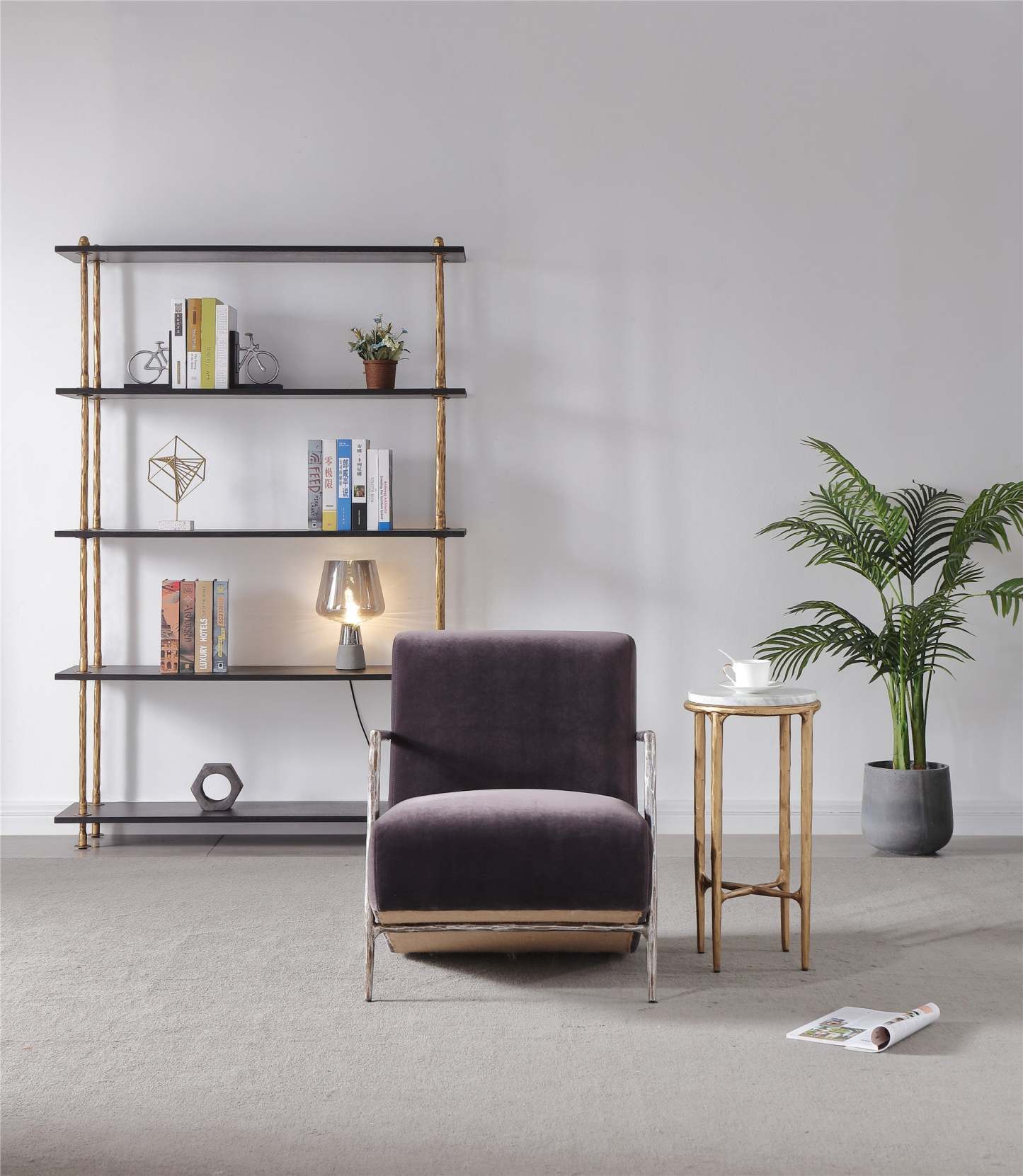 Thalderus Genuine Brown Leather Accent Chair