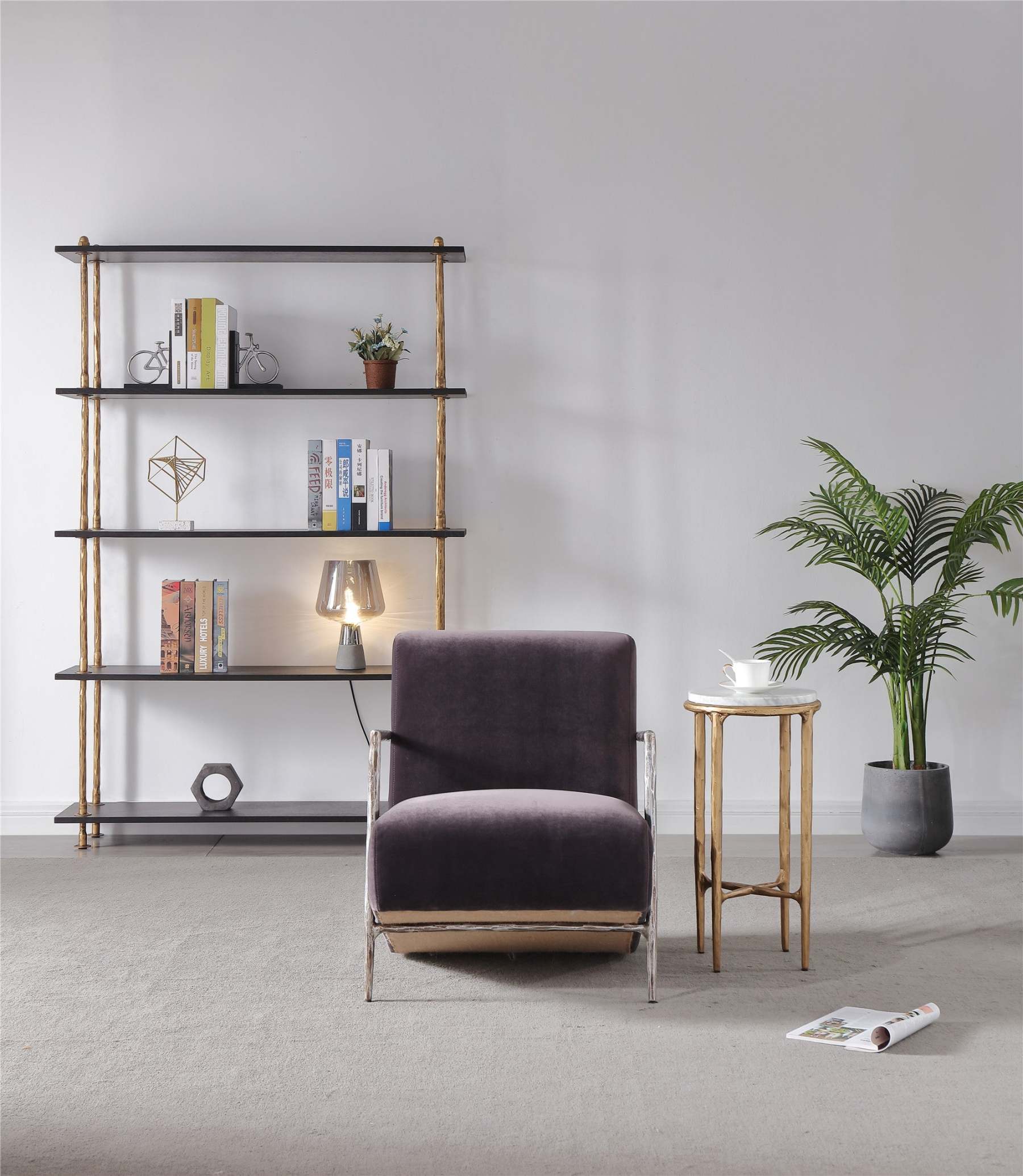 Thalderus Genuine Brown Leather Accent Chair