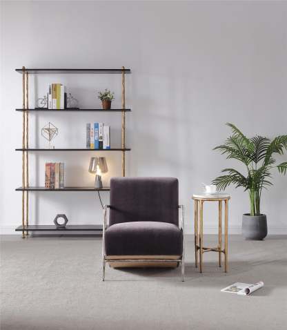 Thalderus Genuine Brown Leather Accent Chair