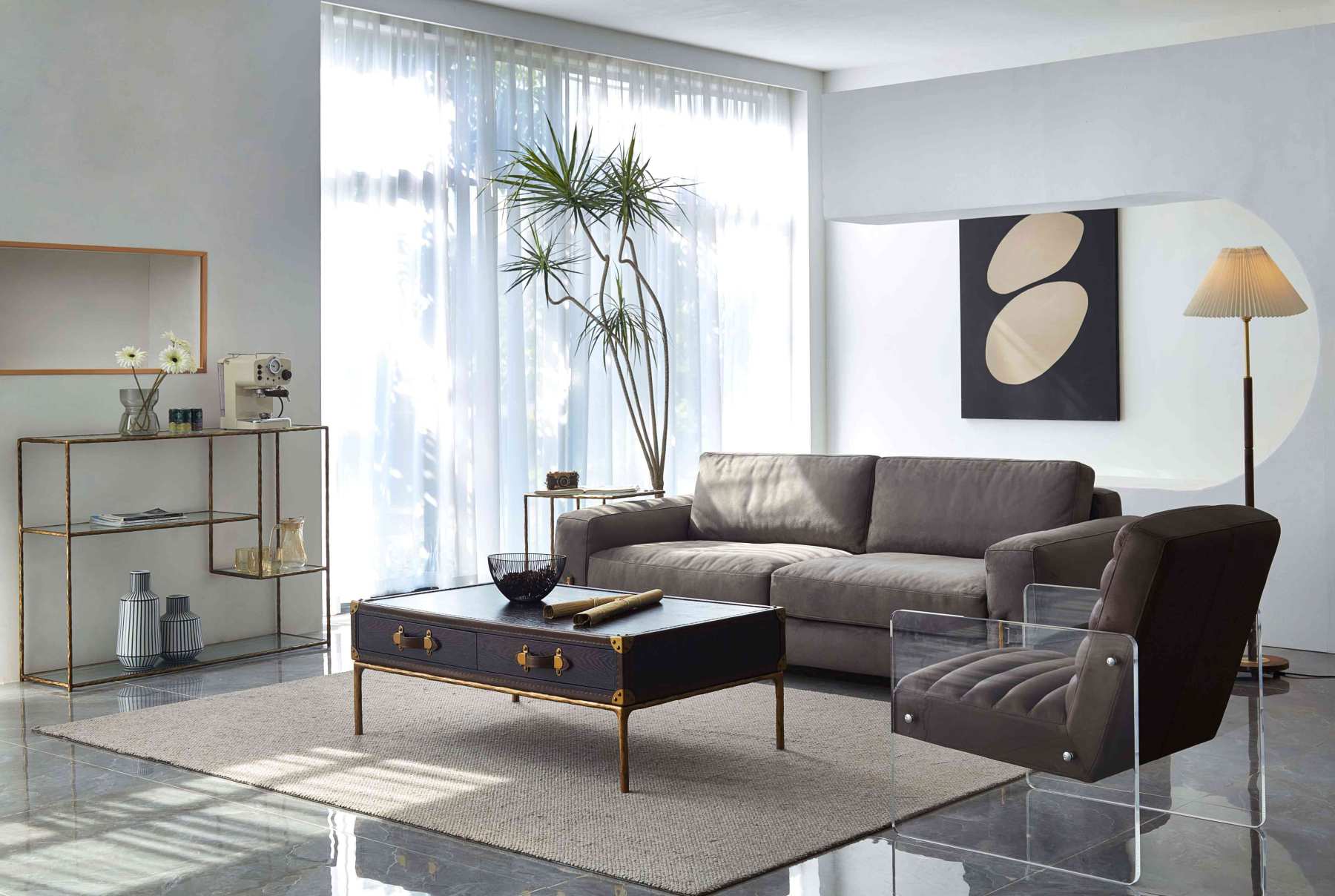 Thalderus Vintage Leather Square Coffee Table