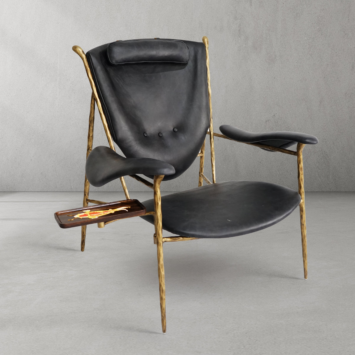 Thalderus Enamel Wooden Plate Leather Armchair