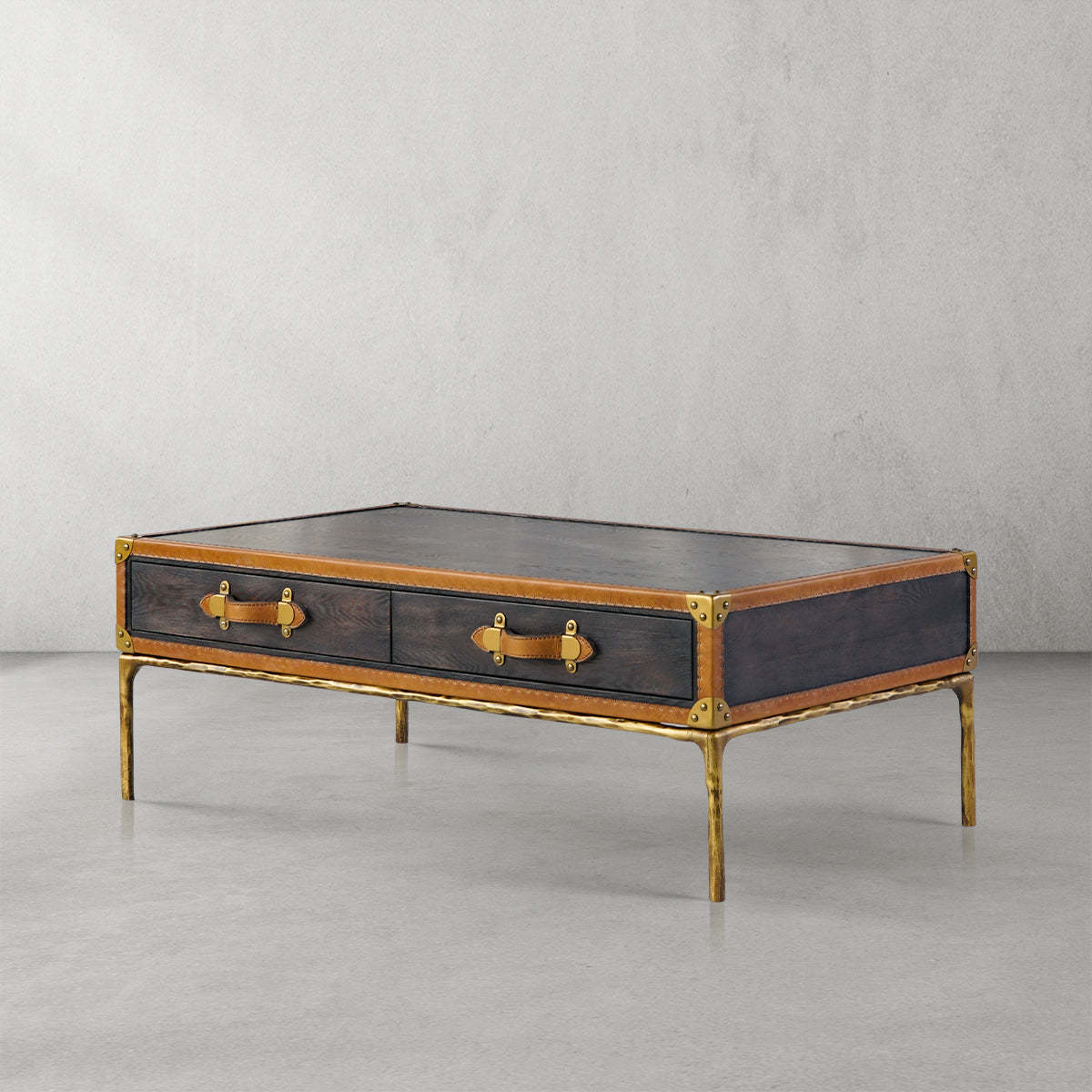 Thalderus Vintage Leather Square Coffee Table