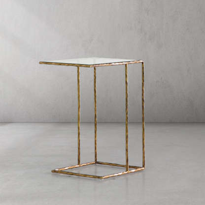 Thalderus Tempered Glass C-Shaped Side Table