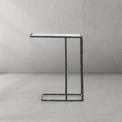 Thalderus Tempered Glass C-Shaped Side Table